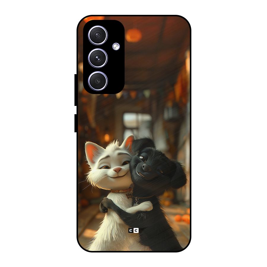 Cute Cat Dog Metal Back Case for Galaxy A54