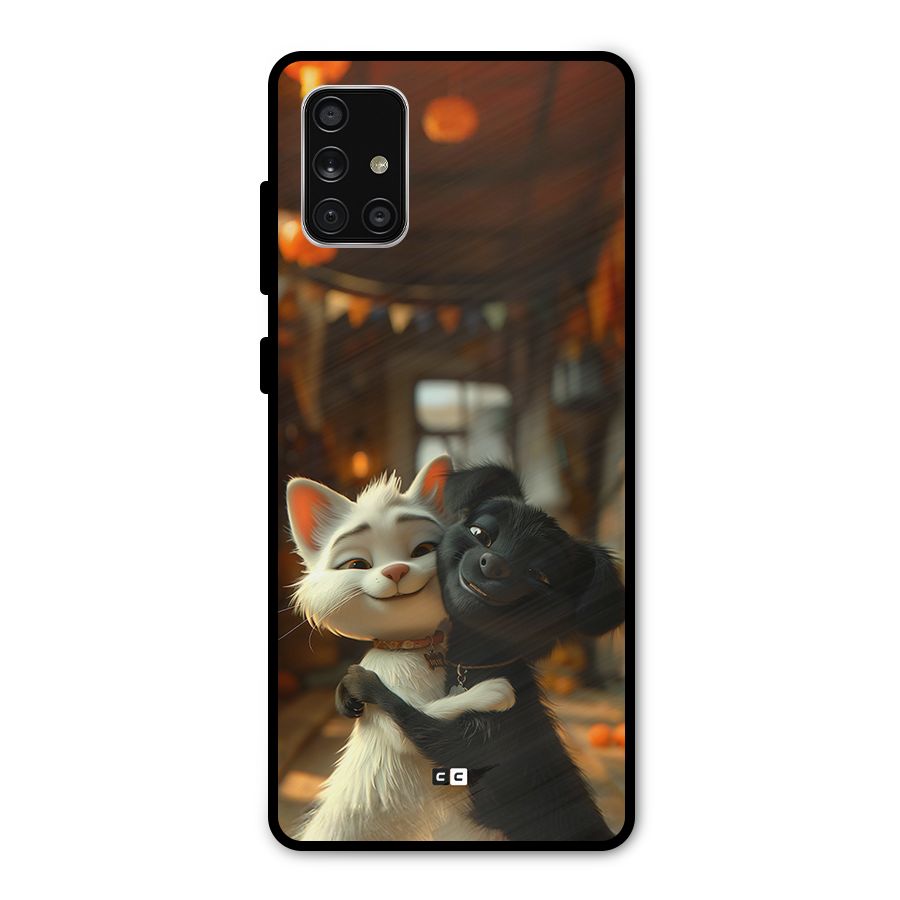 Cute Cat Dog Metal Back Case for Galaxy A71