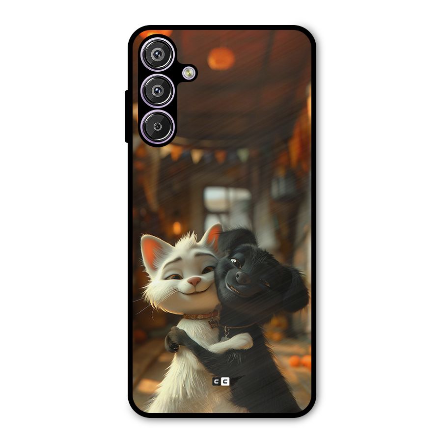 Cute Cat Dog Metal Back Case for Galaxy F15