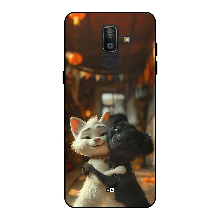 Cute Cat Dog Metal Back Case for Galaxy J8