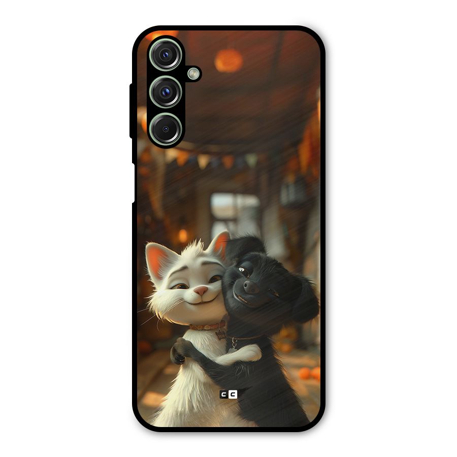 Cute Cat Dog Metal Back Case for Galaxy M34