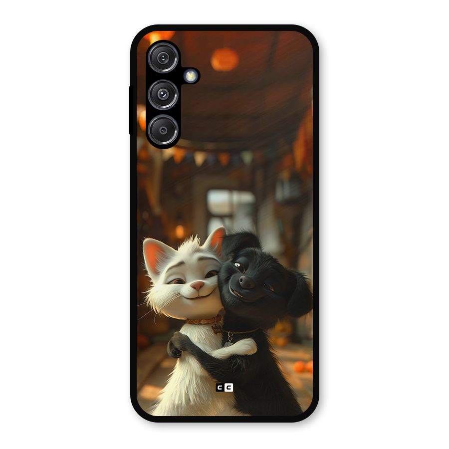 Cute Cat Dog Metal Back Case for Galaxy M34 5G