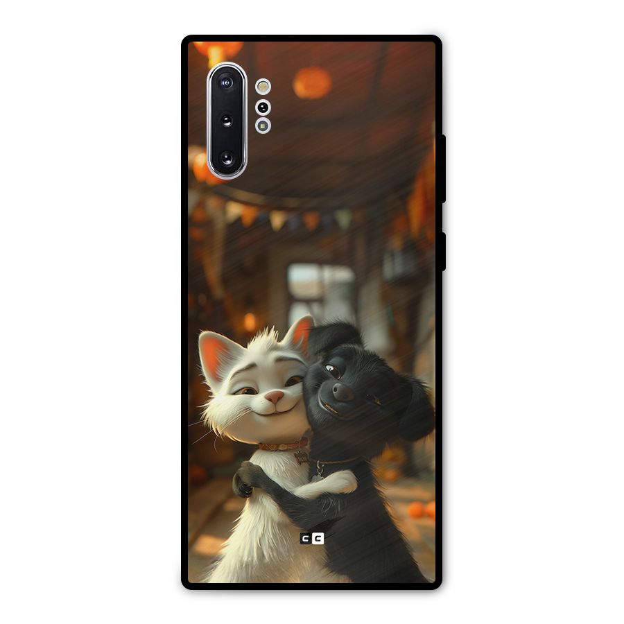 Cute Cat Dog Metal Back Case for Galaxy Note 10 Plus