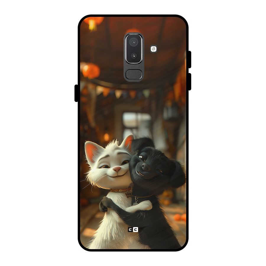 Cute Cat Dog Metal Back Case for Galaxy On8 (2018)