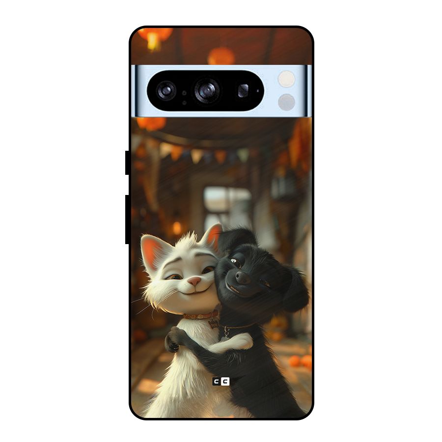 Cute Cat Dog Metal Back Case for Google Pixel 8 Pro