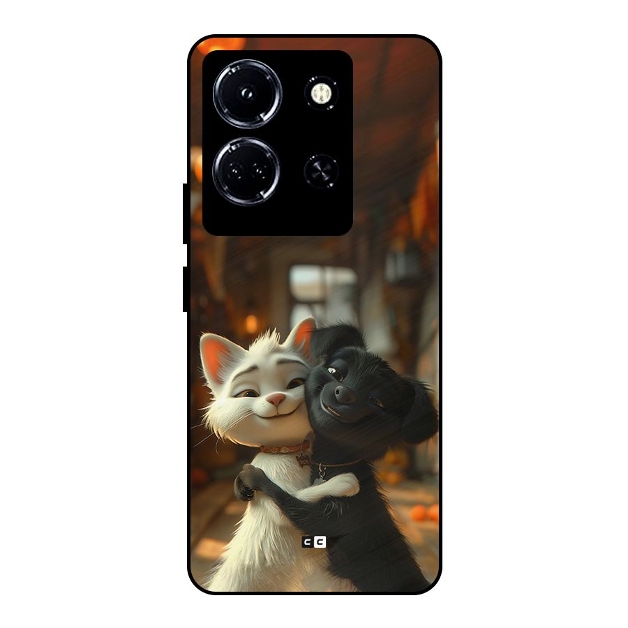 Cute Cat Dog Metal Back Case for Infinix Note 30 5G