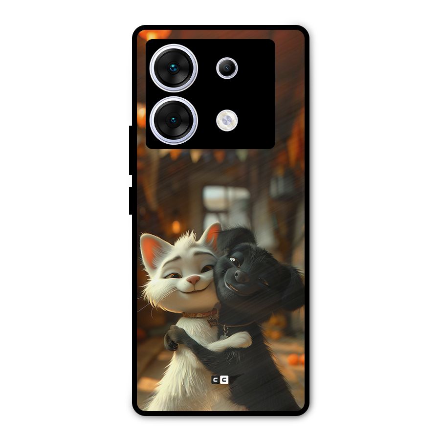Cute Cat Dog Metal Back Case for Infinix Zero 30 5G