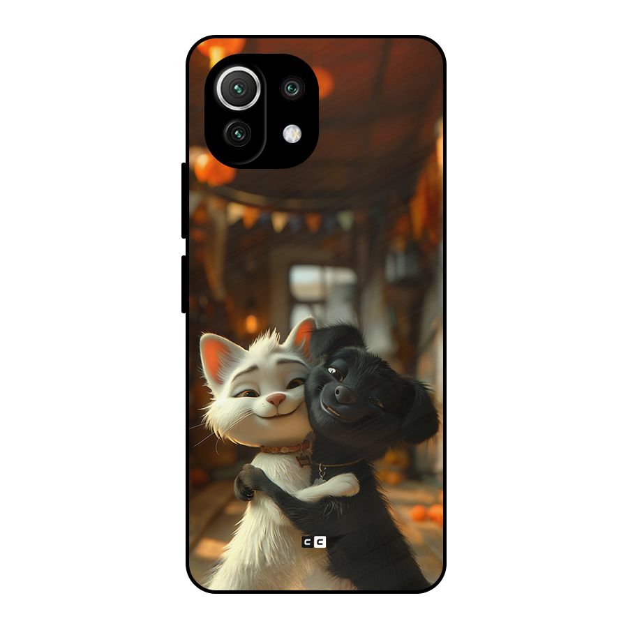 Cute Cat Dog Metal Back Case for Mi 11 Lite
