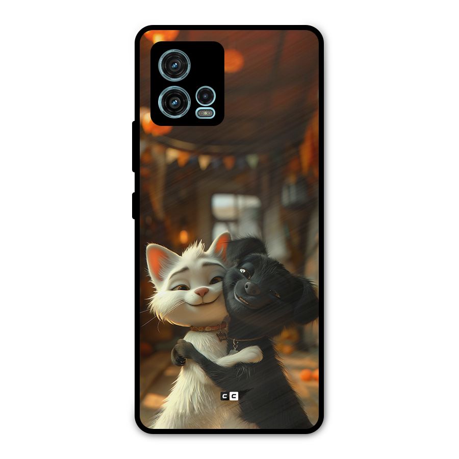 Cute Cat Dog Metal Back Case for Moto G72