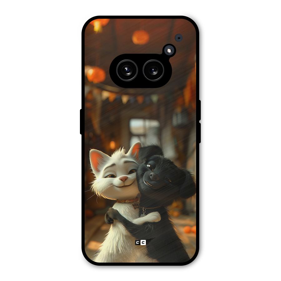 Cute Cat Dog Metal Back Case for Nothing Phone 2a