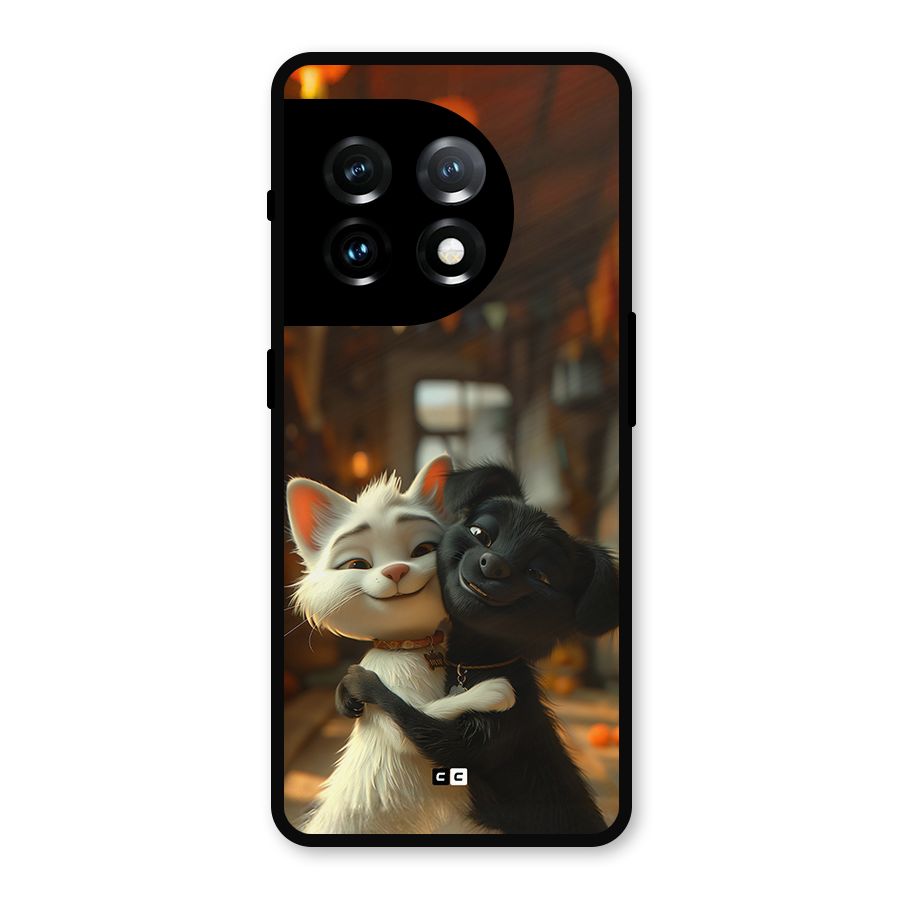 Cute Cat Dog Metal Back Case for OnePlus 11