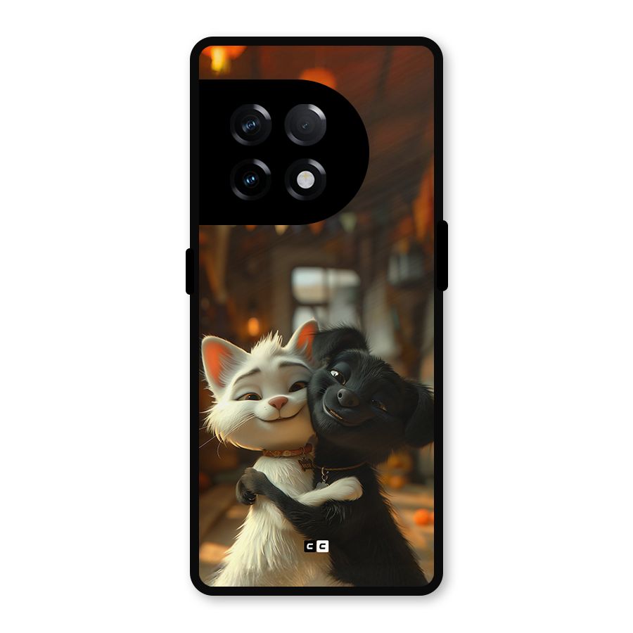Cute Cat Dog Metal Back Case for OnePlus 11R