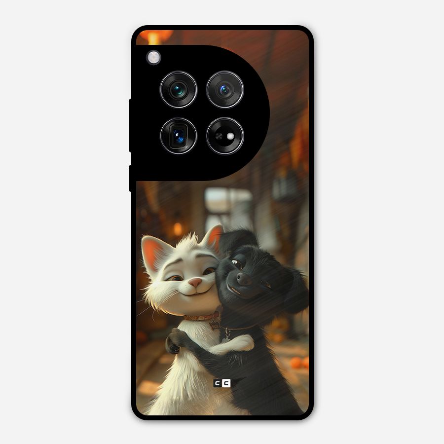 Cute Cat Dog Metal Back Case for OnePlus 12