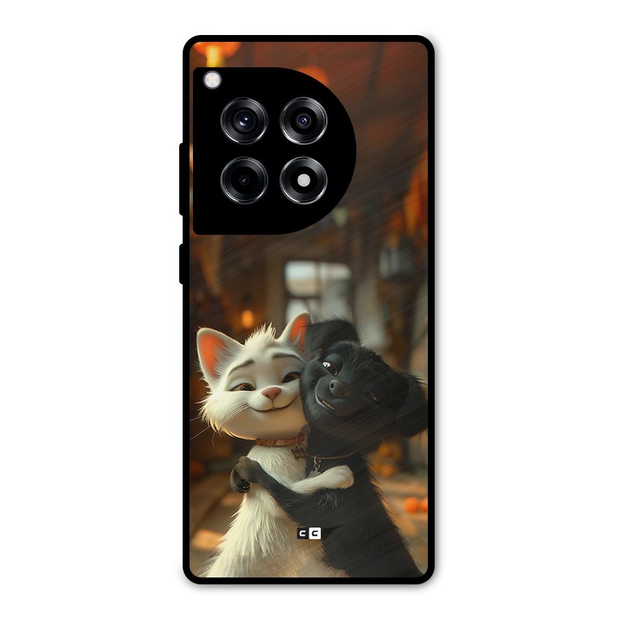 Cute Cat Dog Metal Back Case for OnePlus 12R