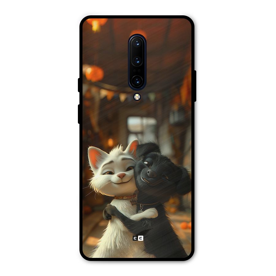 Cute Cat Dog Metal Back Case for OnePlus 7 Pro