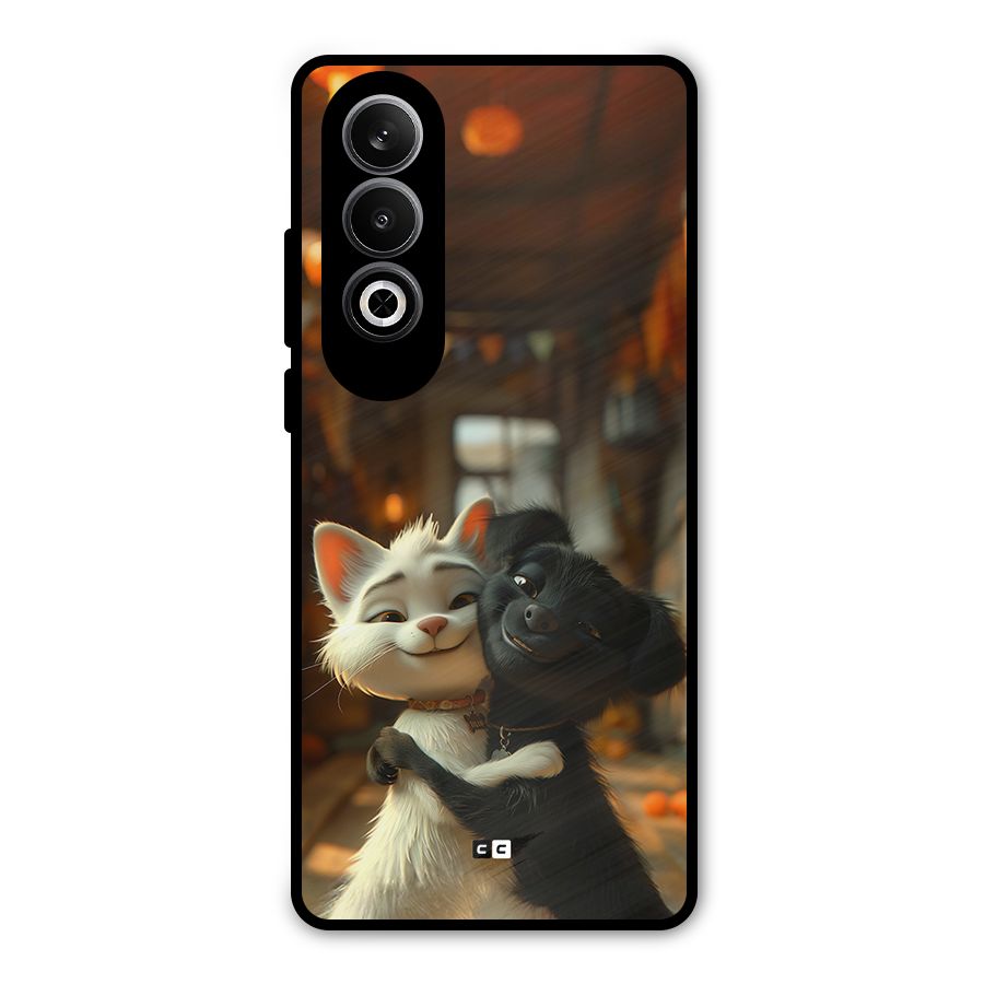 Cute Cat Dog Metal Back Case for OnePlus Nord CE4
