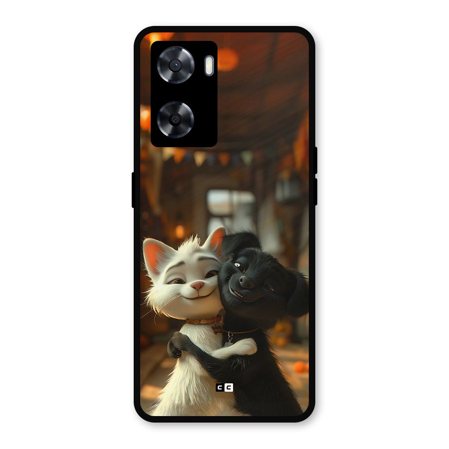 Cute Cat Dog Metal Back Case for OnePlus Nord N20 SE