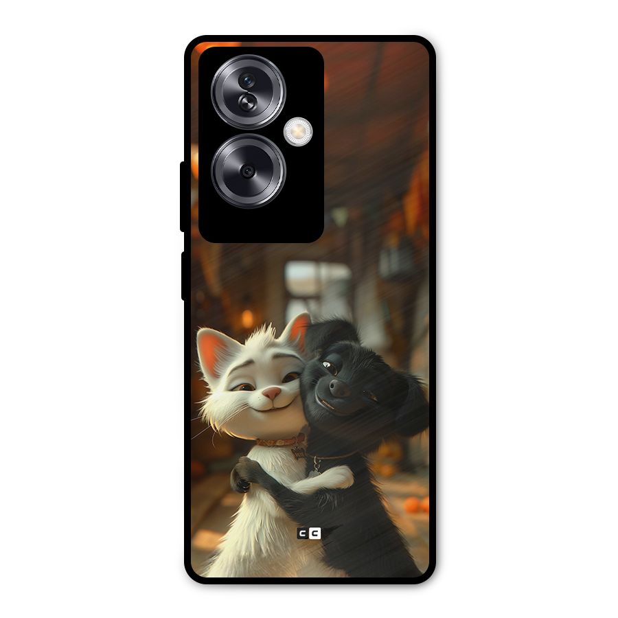 Cute Cat Dog Metal Back Case for Oppo A79 5G