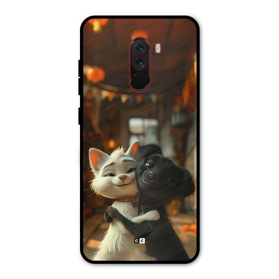 Cute Cat Dog Metal Back Case for Poco F1