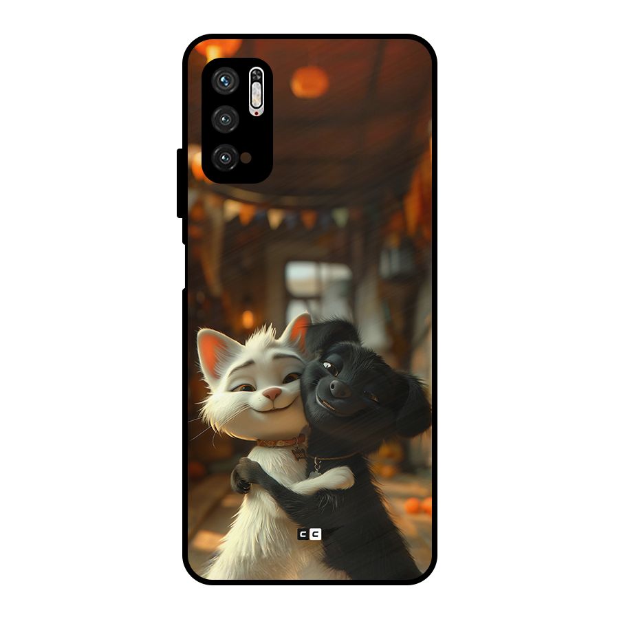 Cute Cat Dog Metal Back Case for Poco M3 Pro 5G