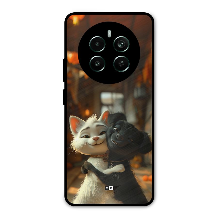 Cute Cat Dog Metal Back Case for Realme 12 Pro Plus