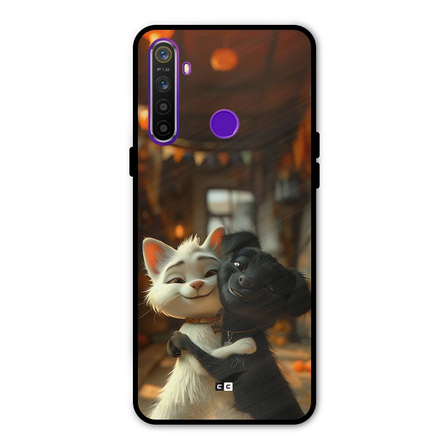 Cute Cat Dog Metal Back Case for Realme 5