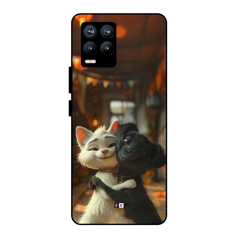 Cute Cat Dog Metal Back Case for Realme 8 Pro