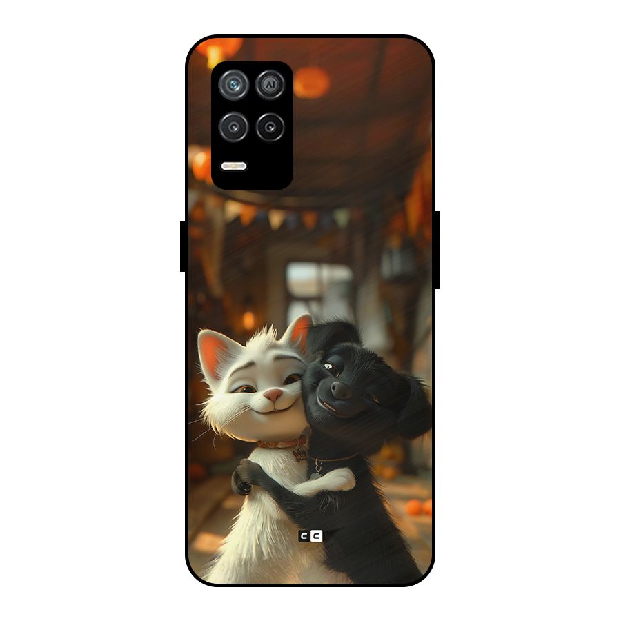 Cute Cat Dog Metal Back Case for Realme 9 5G