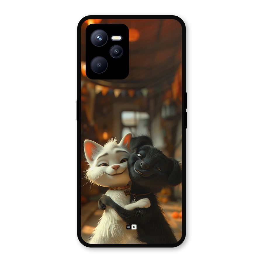 Cute Cat Dog Metal Back Case for Realme C35