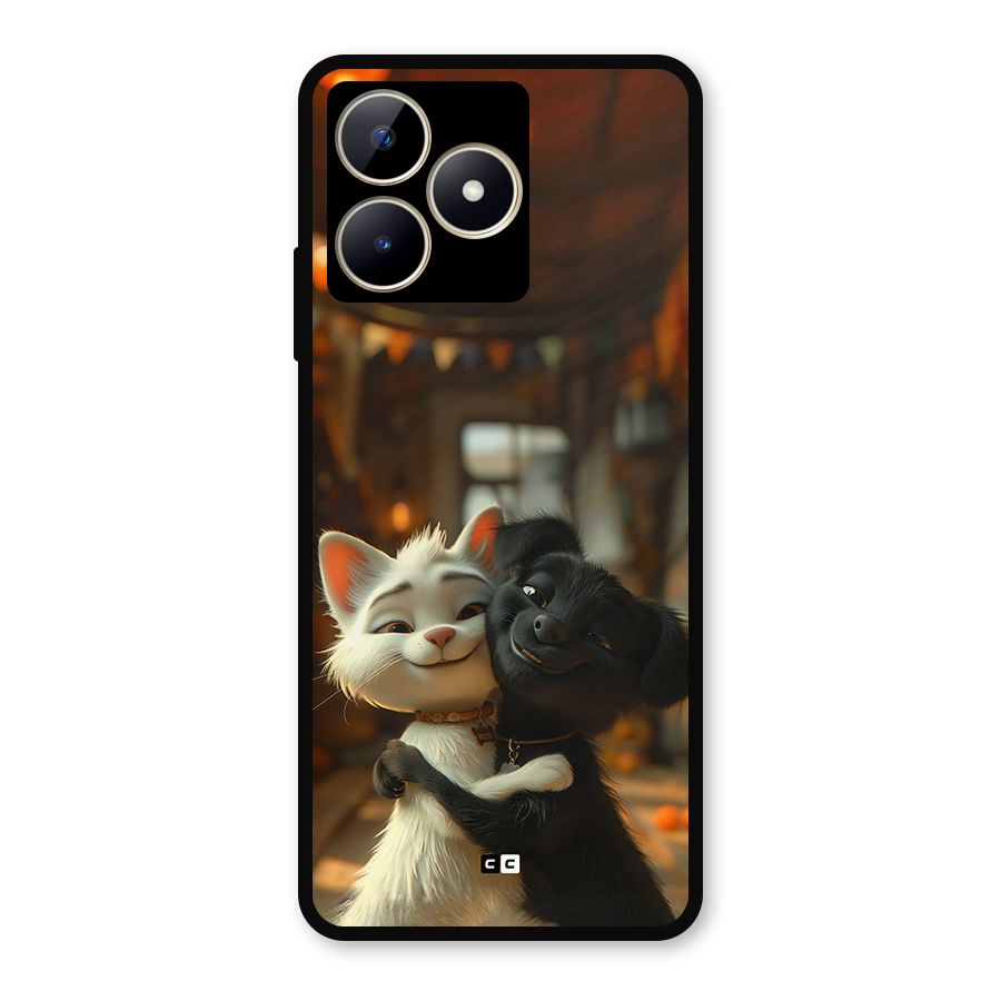Cute Cat Dog Metal Back Case for Realme C53
