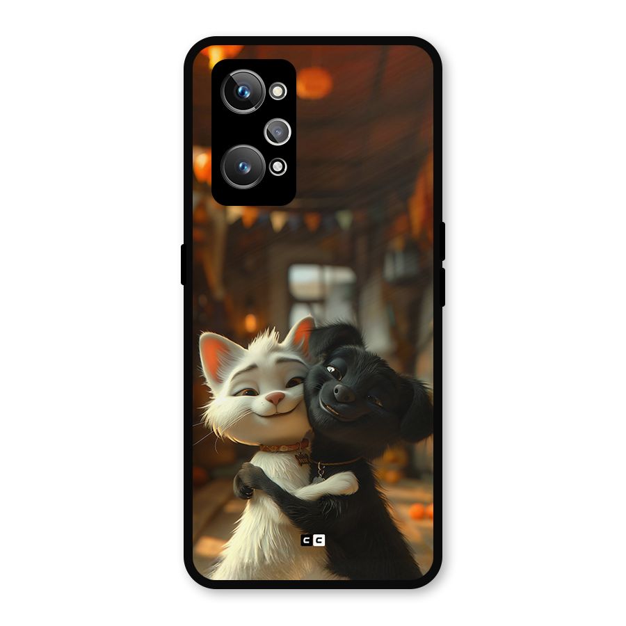 Cute Cat Dog Metal Back Case for Realme GT Neo 3T