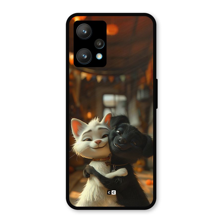 Cute Cat Dog Metal Back Case for Realme Narzo 50 Pro
