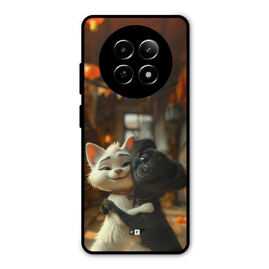 Cute Cat Dog Metal Back Case for Realme Narzo 70x 5G