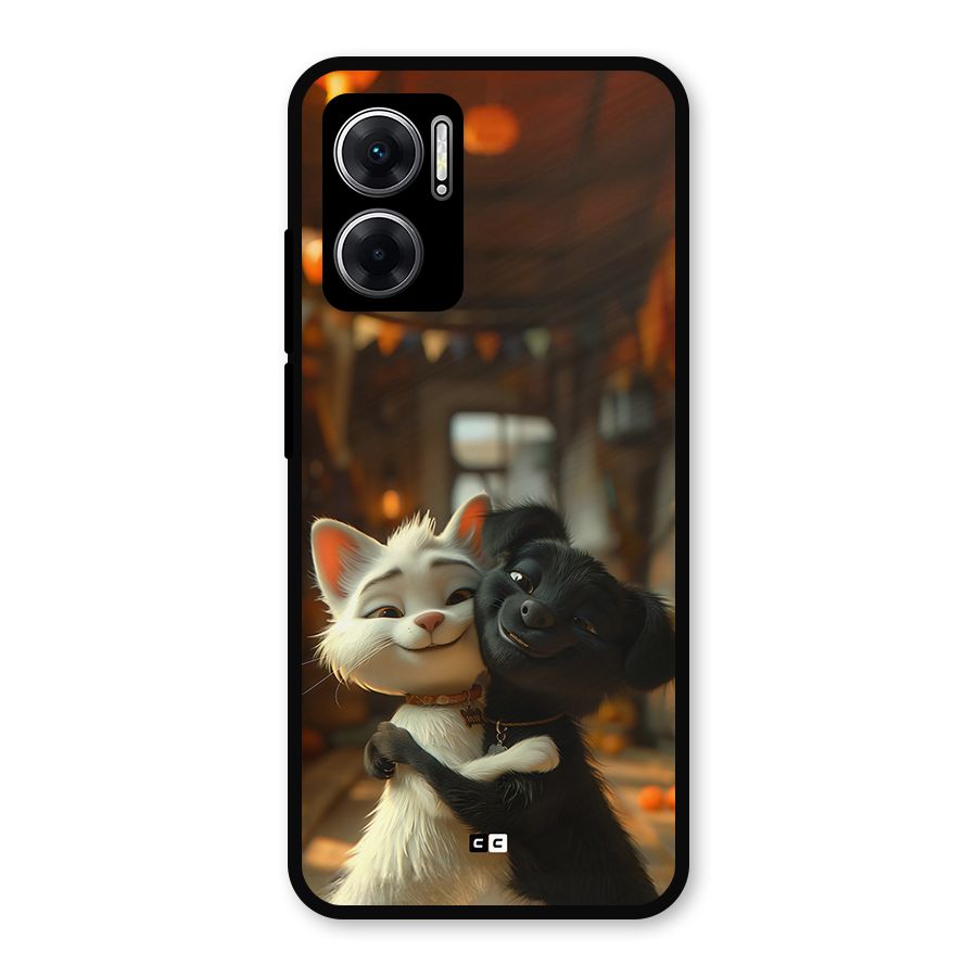 Cute Cat Dog Metal Back Case for Redmi 11 Prime 5G