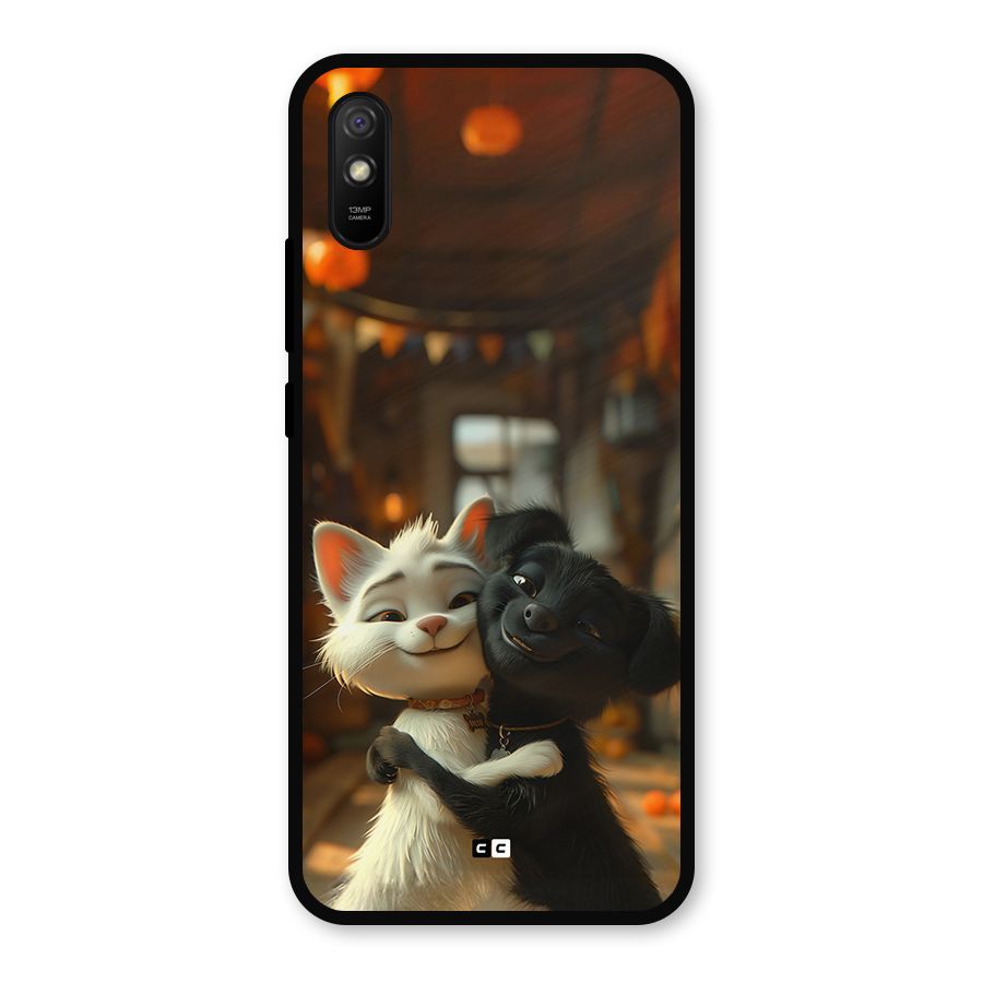 Cute Cat Dog Metal Back Case for Redmi 9a