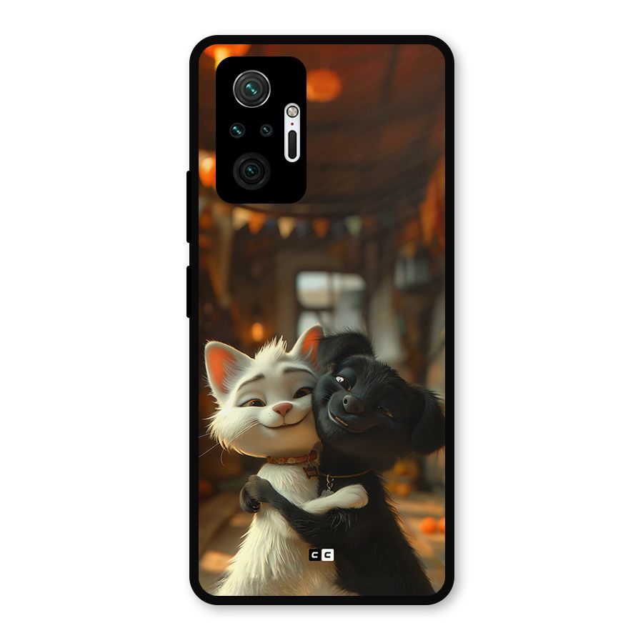 Cute Cat Dog Metal Back Case for Redmi Note 10 Pro