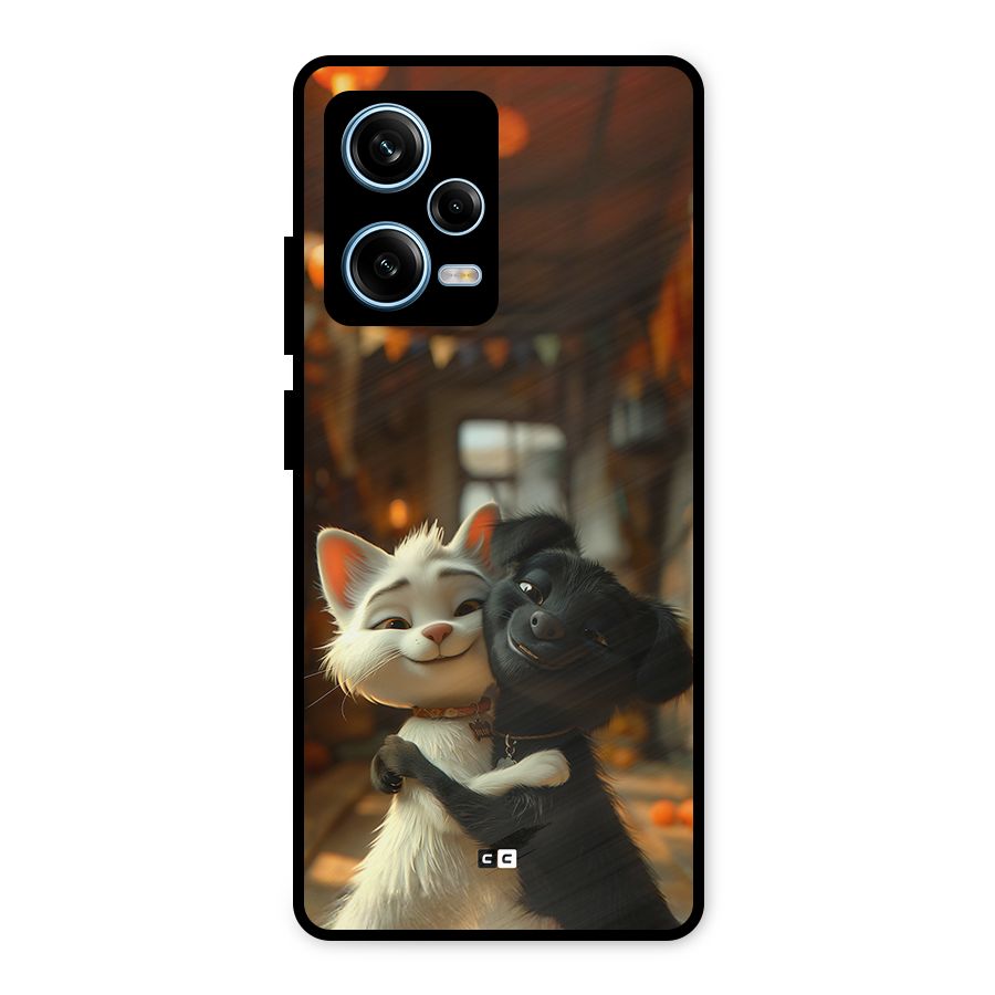 Cute Cat Dog Metal Back Case for Redmi Note 12 Pro