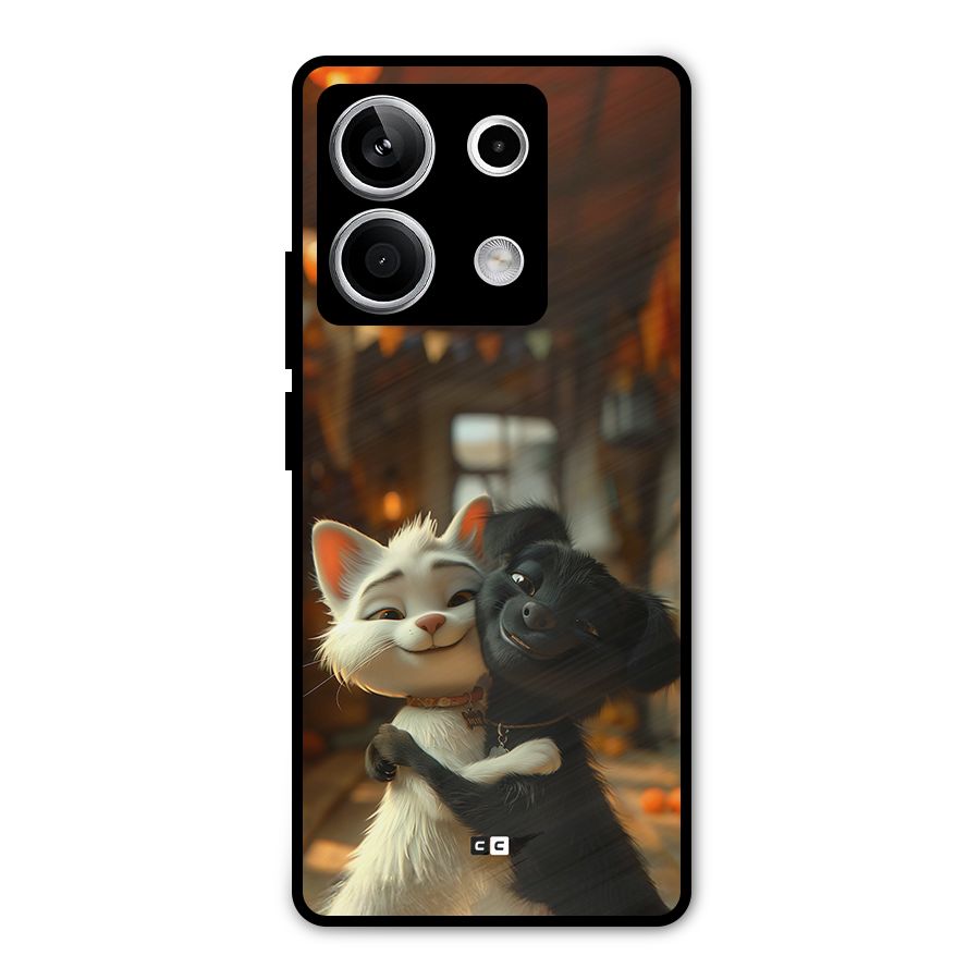 Cute Cat Dog Metal Back Case for Redmi Note 13 5G