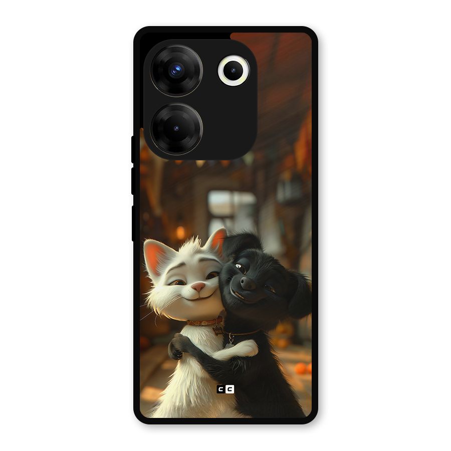 Cute Cat Dog Metal Back Case for Tecno Camon 20 Pro
