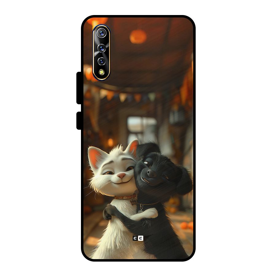 Cute Cat Dog Metal Back Case for Vivo S1