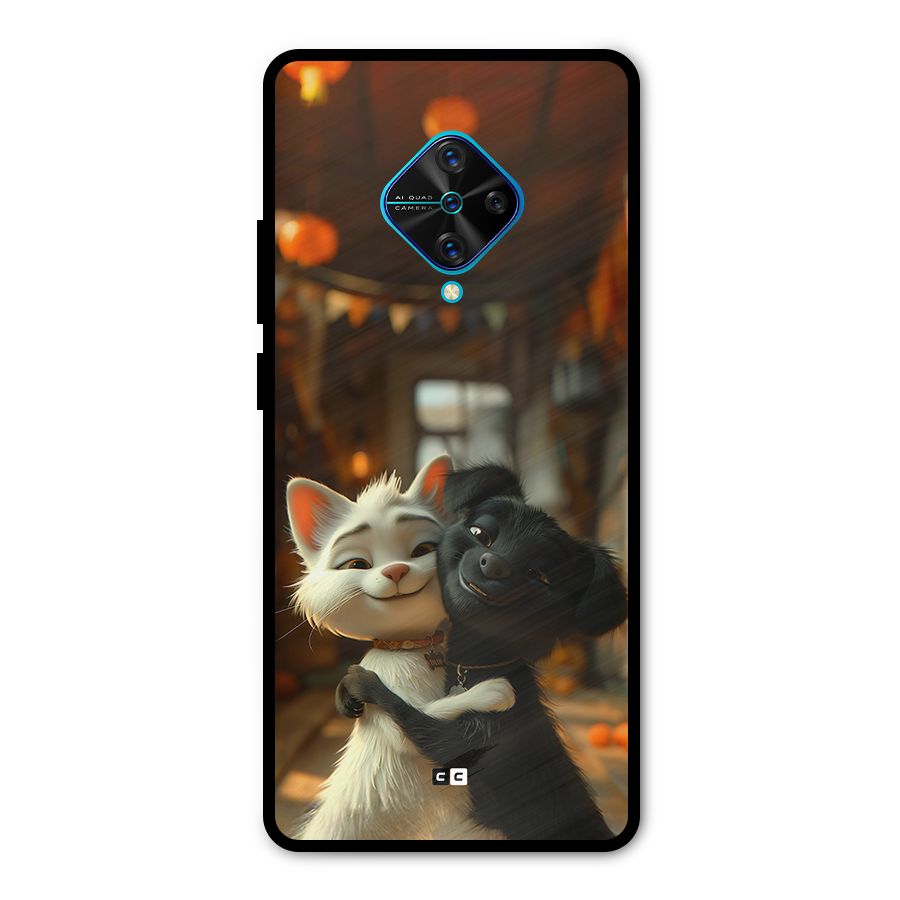 Cute Cat Dog Metal Back Case for Vivo S1 Pro