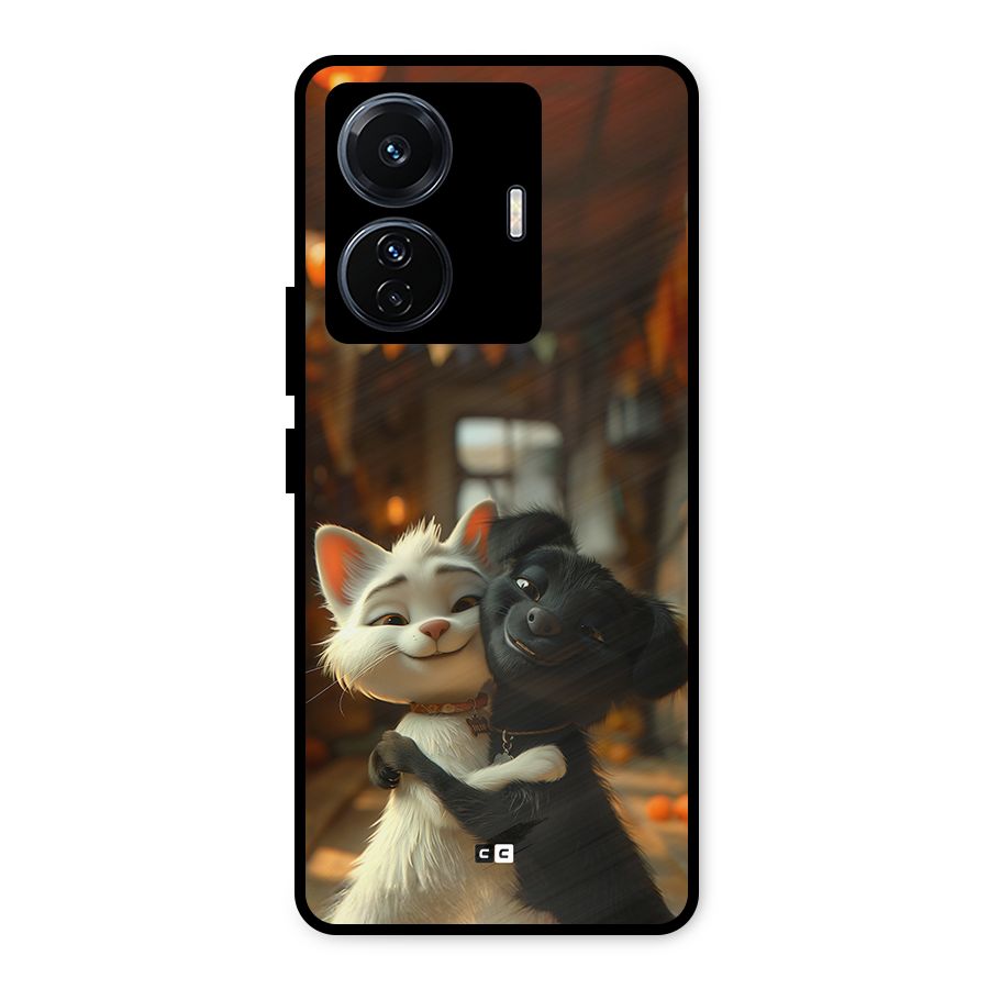 Cute Cat Dog Metal Back Case for Vivo T1 Pro