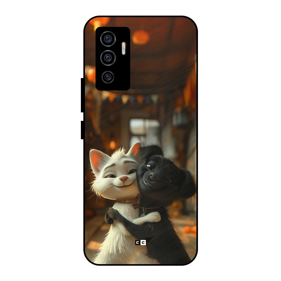 Cute Cat Dog Metal Back Case for Vivo V23e