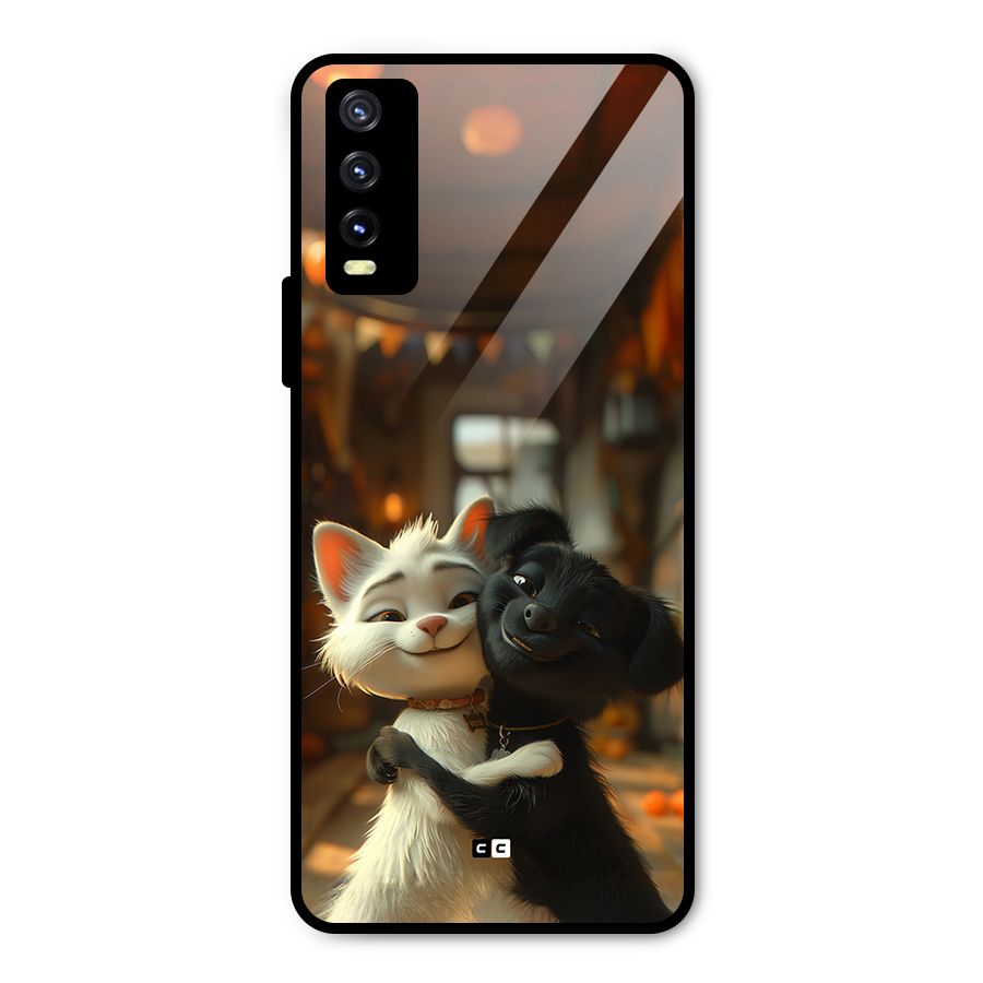 Cute Cat Dog Metal Back Case for Vivo Y20