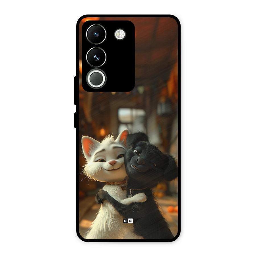 Cute Cat Dog Metal Back Case for Vivo Y200