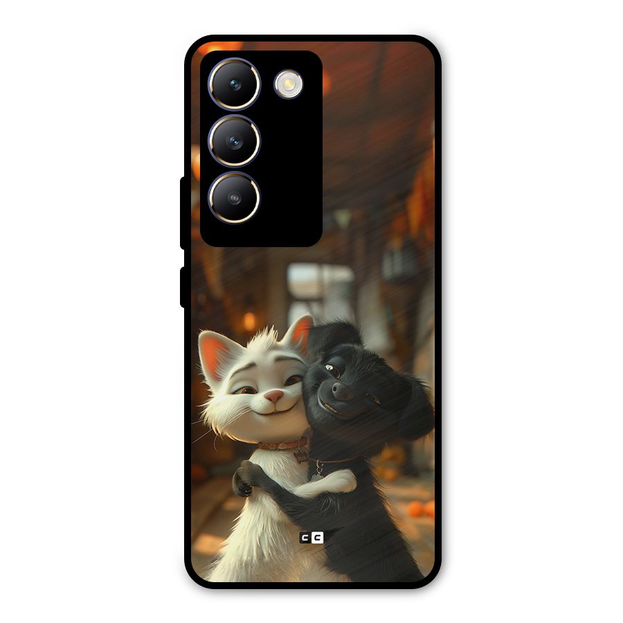 Cute Cat Dog Metal Back Case for Vivo Y200e