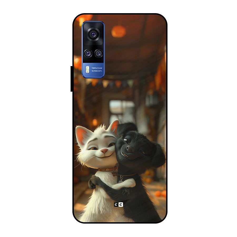 Cute Cat Dog Metal Back Case for Vivo Y51