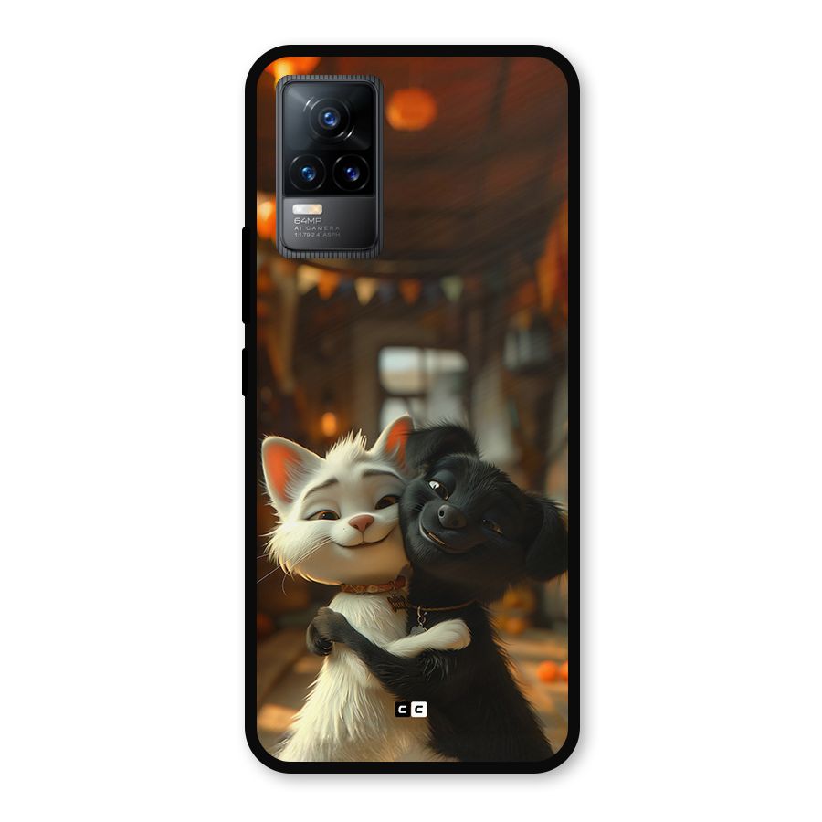 Cute Cat Dog Metal Back Case for Vivo Y73