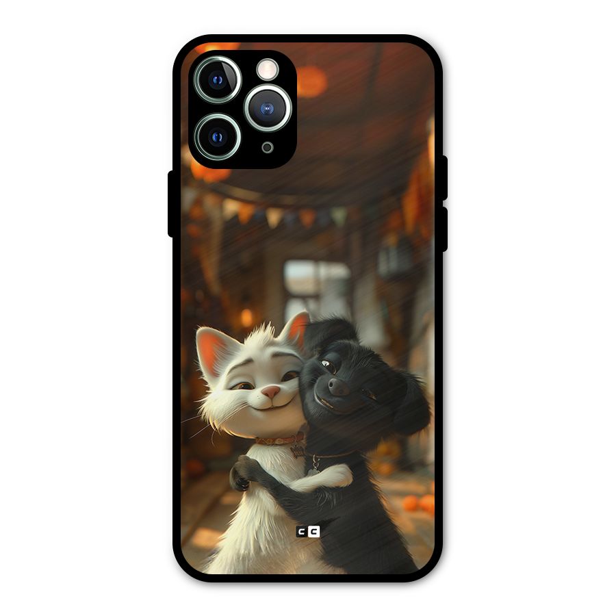 Cute Cat Dog Metal Back Case for iPhone 11 Pro Max