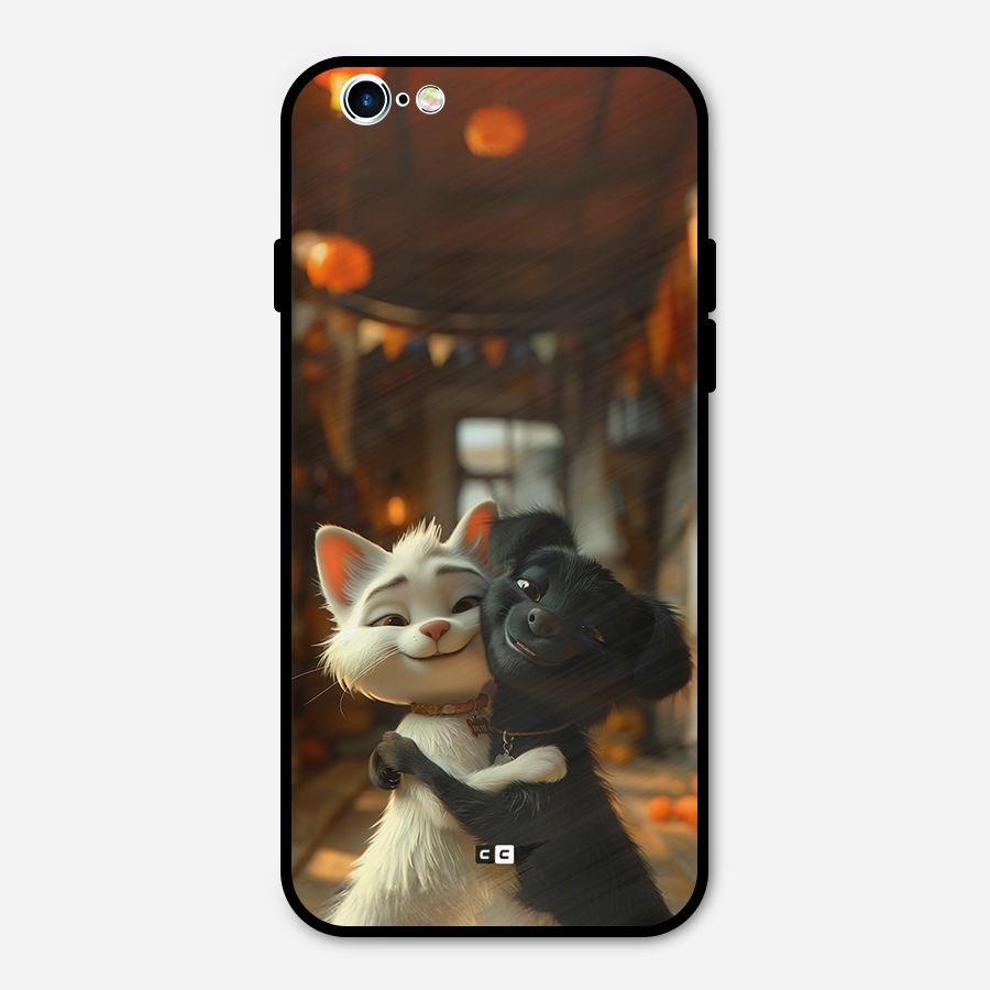 Cute Cat Dog Metal Back Case for iPhone 6 6s